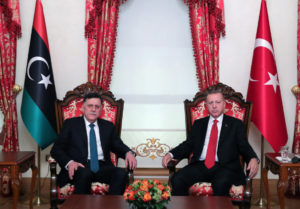 President Recep Tayyip Erdoğan met with Chairman of the Presidential Council of Libya Fayez al-Sarraj, at Dolmabahçe Palace in Istanbul on November 27, 2019.